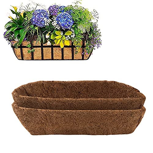 24 Inch Trough Coco Replacement Liners- Pre-Formed Replacement Coconut Fiber Liner Natural Coco Coir Coconut Fiber Planter Basket Liner for Wall Hanging Basket, Window Box,Wall Trough Planter (2)
