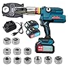 AMZCNC 18V Cordless Plumbing Press Tool Kit w/ 1/2″,3/4″,1″ Copper & 3/8″,1/2″,5/8″,3/4″,1″ PEX Dies | F877 Stainless Sleeves | ASTM F1807 for Plumbers