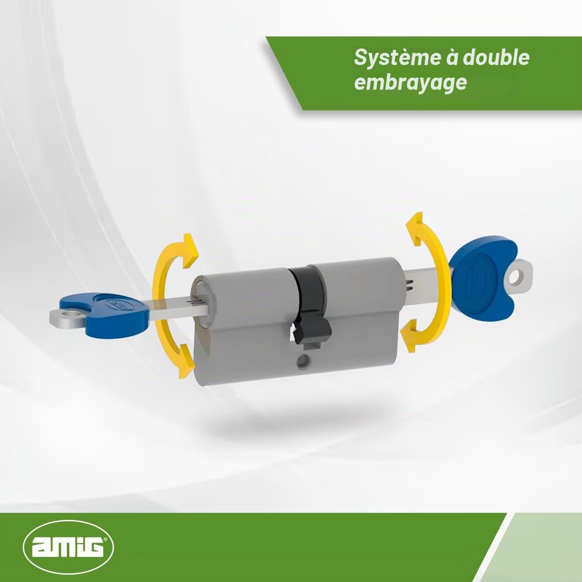 Amig - Serrure de Cylindre Sécurité Modèle 20000 | Haute Protection Anti-Perçage | Anti-Bumping et Crochetage | Installation Facile, Mat, 62 mm, Laiton