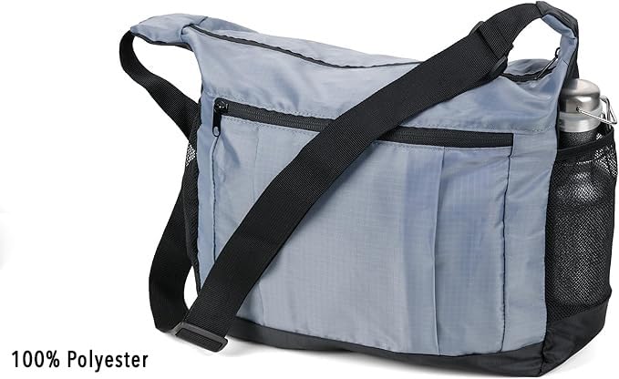 TROIKA Schultertasche faltbar (platzsparend im Innenfach verstaubar) mit Karabiner zur schnellen Befestigung – BAG PACK – großes Hauptfach, kleines Innenfach und Außenfach – Polyester – grau