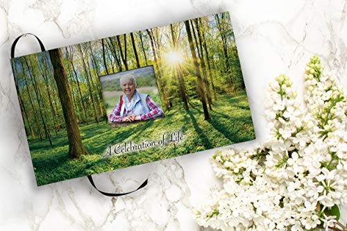 Image of COMMEMORATIVE CREMATION URNS Emerald Forest Photo Funeral Guest Book for Memorial Service and Celebration of Life Guest Book for Memorial Service - Beautiful & Vibrant Sign in Book for Funeral