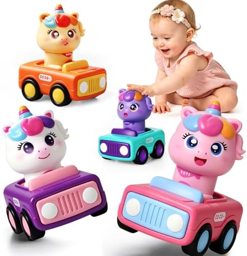 MOONTOY Coches de Juguetes para Niños 1 2 3 Años, 4 Piezas Unicor...