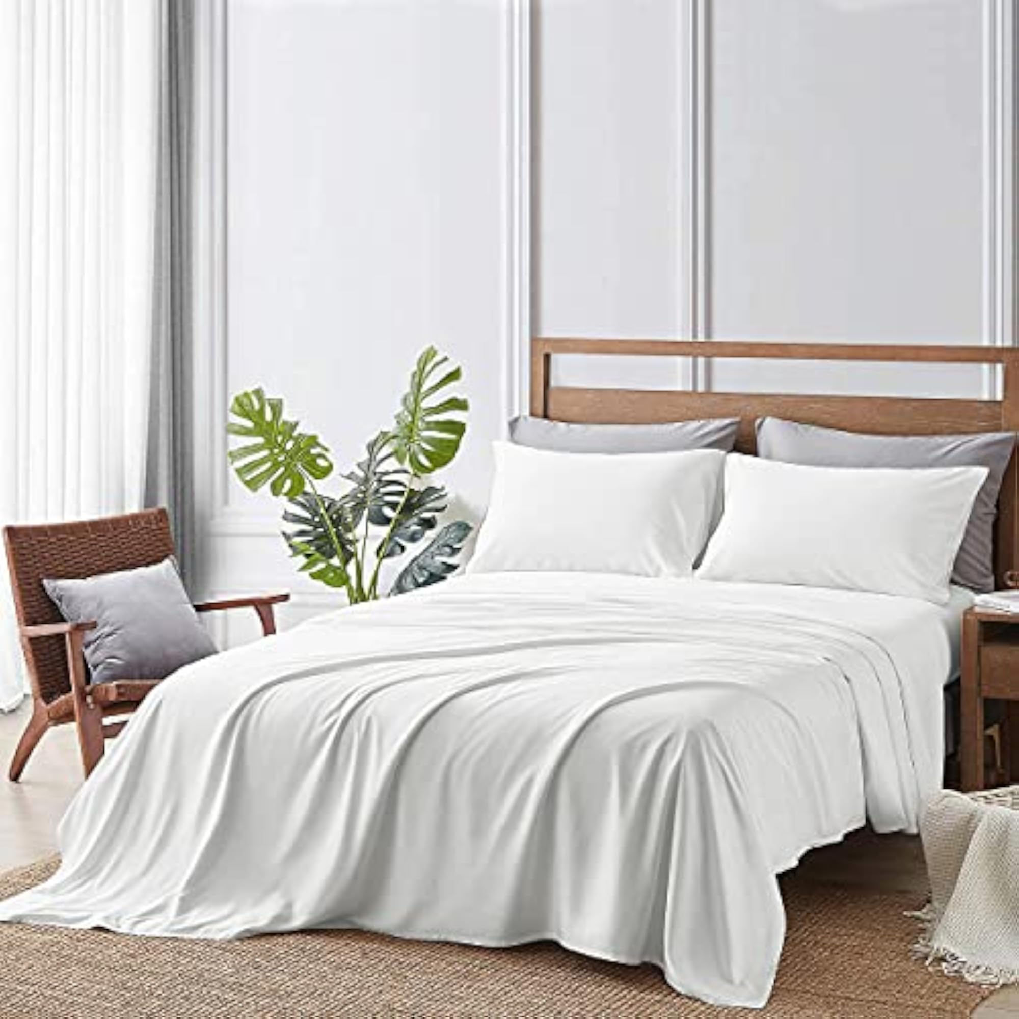 Bedding's 800-Series Giza Egyptian Cotton Bedsheet with 2-Pillow Covers, White