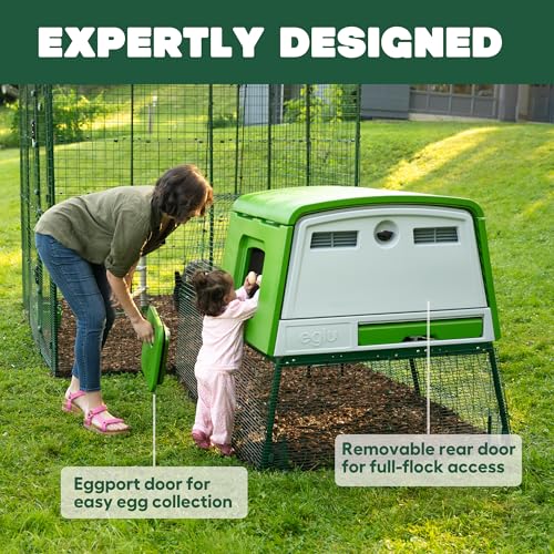 Image of Omlet Eglu Cube Large Chicken Coop | Easy to Clean Plastic Chicken Tractor | The Most Secure Hen House for Complete Peace of Mind | Weatherproof Cool in Summer and Warm in Winter | Green