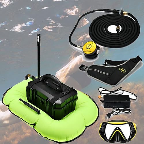 Wlikoci Scuba Diving Ventilator System, Diving Equipment Diving Toys Floating Air Pump with Telescopic Pipe & Breathing Regulator for Underwater Snorkeling (Green D4000)