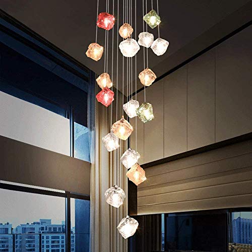 KBEST Bolas De Vidrio Escalera Larga Lámpara Colgante De Luz para La...