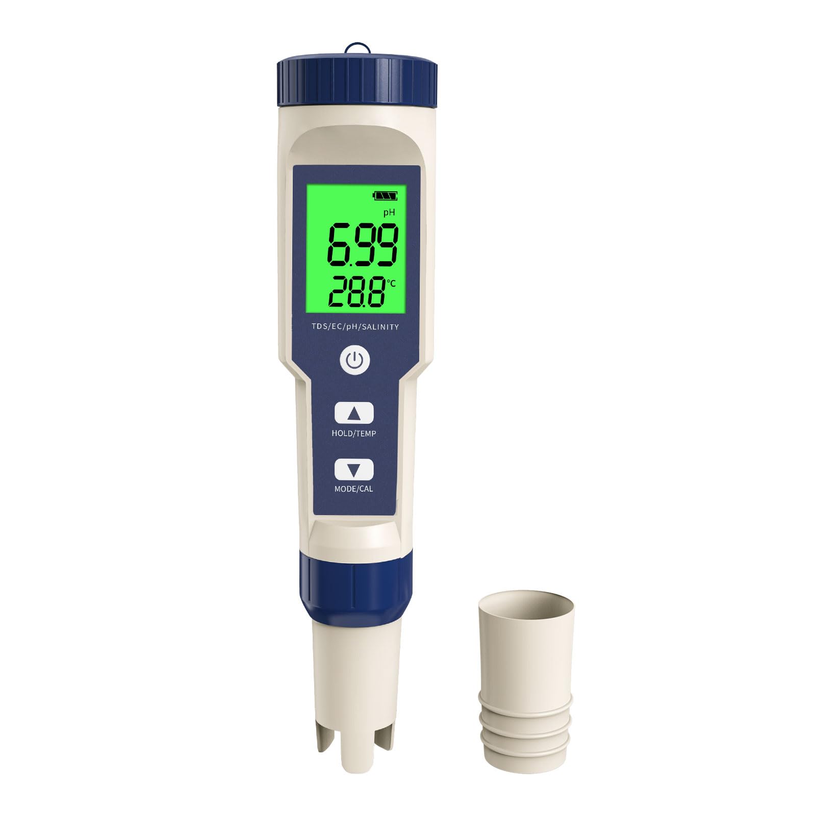 Misuratore digitale di pH acqua, 5 in 1 TDS EC salinità, tester di temperatura con ACT, IP67, misuratore di pH per acqua, piante, acqua potabile, acquari, ecc