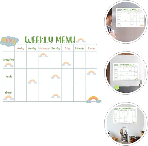 Miniatura 8 de EXCEART Planificador de comidas adhesivas para refrigerador, calendario de menú de borrado en seco para el hogar, autoadhesivo, horario semanal,