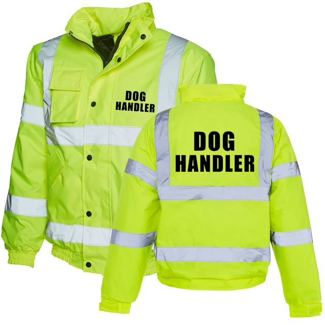 Mog Print Dog Handler Safety Jacket - Ruffled & Fit Workwear - High Visibility Gear - Heavy-Duty Bomber Jackets for Men - Hi-Vis Jacket with Logo for Law Enforcement Professionals