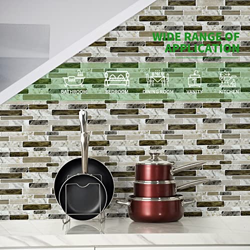 Longking Self-Adhesive Kitchen Backsplash, Marble Look Decorative Tiles (10 Tiles) (Multi) #TOP2
