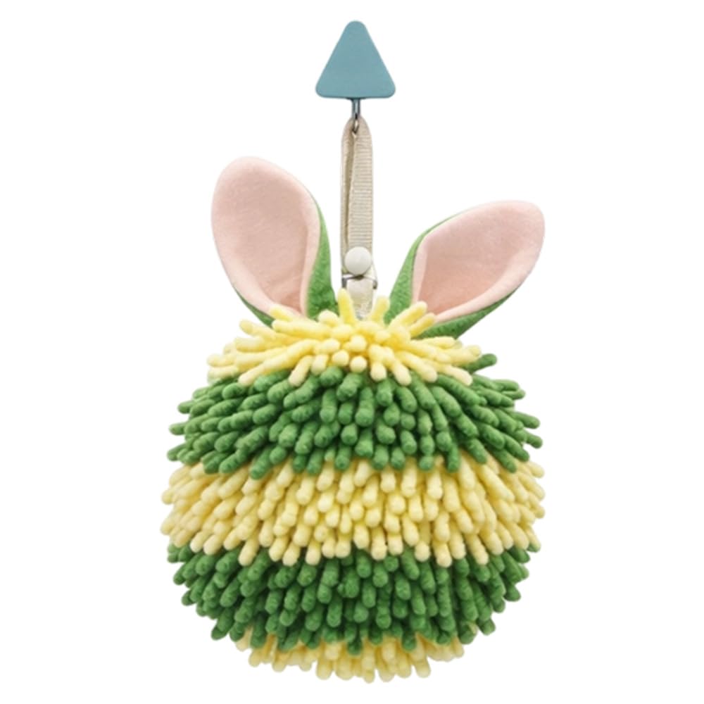 Cute Rabbit Fuzzy Ball Hand Towel, Aesthetic Fluffy Hand Towel,Super Absorbent Quick-Dry for Bathroom Kitchen, Adorable Rabbit Fuzzy Ball Decor Towel for Home, Soft Reusable Towel (Green,1 Pcs)