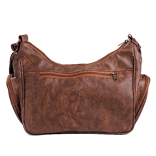 Bolsa Transversal Feminina, PGH, Modelo ELEGANCE BROWN - Handmade em Couro Sintético
