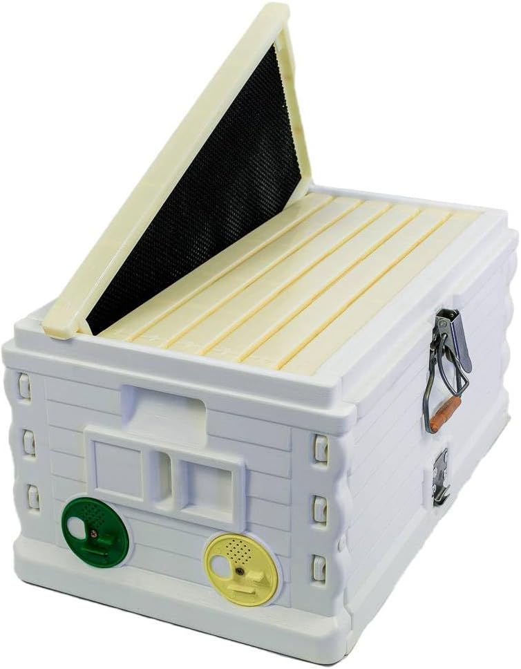 Apimaye Insulated 7 Frame NUC Assembled Deep Super Langstroth Sized Super for Bee Hives and Assembled Plastic Core Frames with Premier Double Wax Coated Foundations (White)