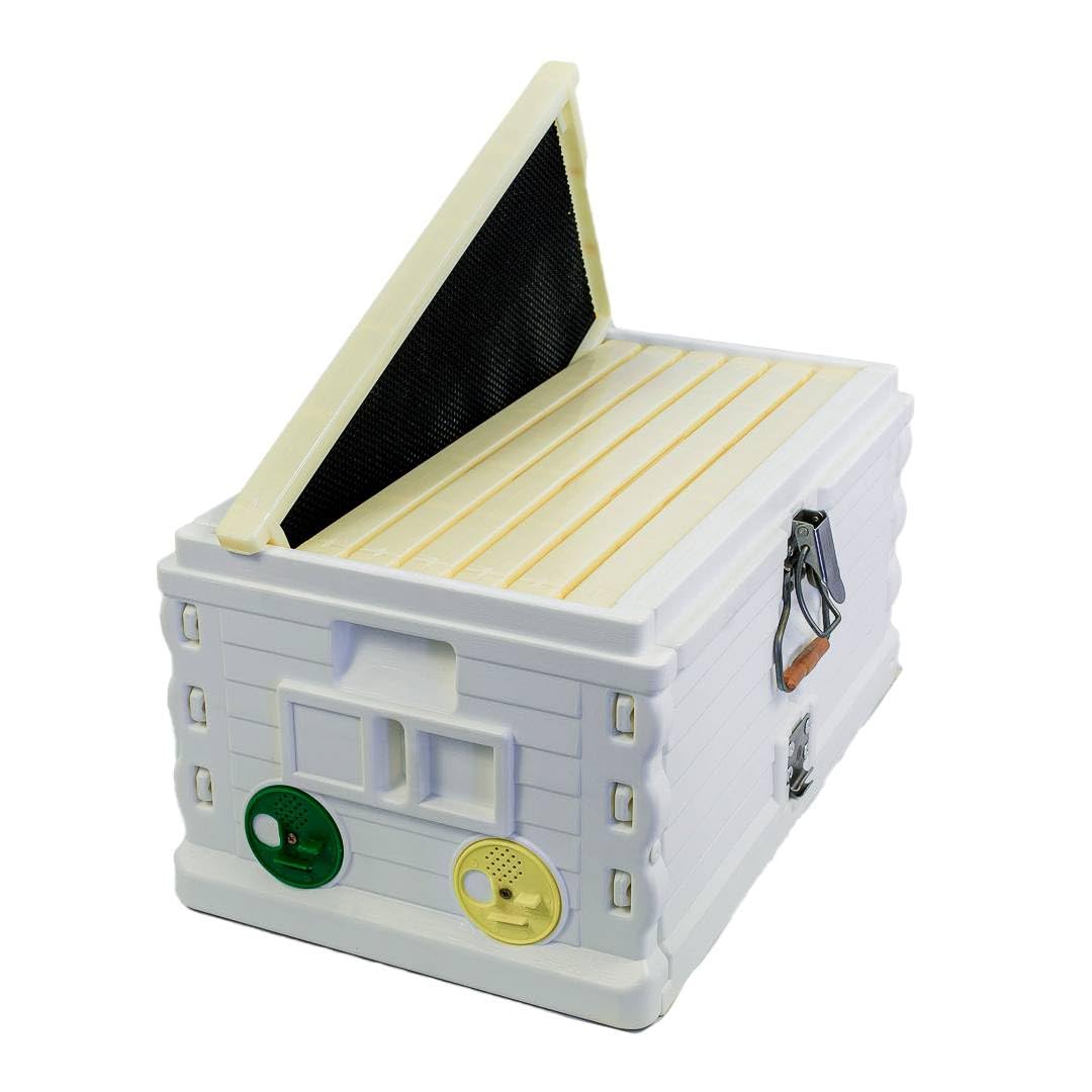 Insulated 7 Frame NUC Assembled Deep Super Langstroth Sized Super for Bee Hives and Assembled Plastic Core Frames with Premier Double Wax Coated Foundations (White) FBA