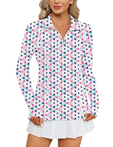 Image of LOMON Women Long Sleeve Shirts Sun Protection 1 /4 Zip Summer Quick Dry Hiking Shirts Quarter Zip Pullover for Women