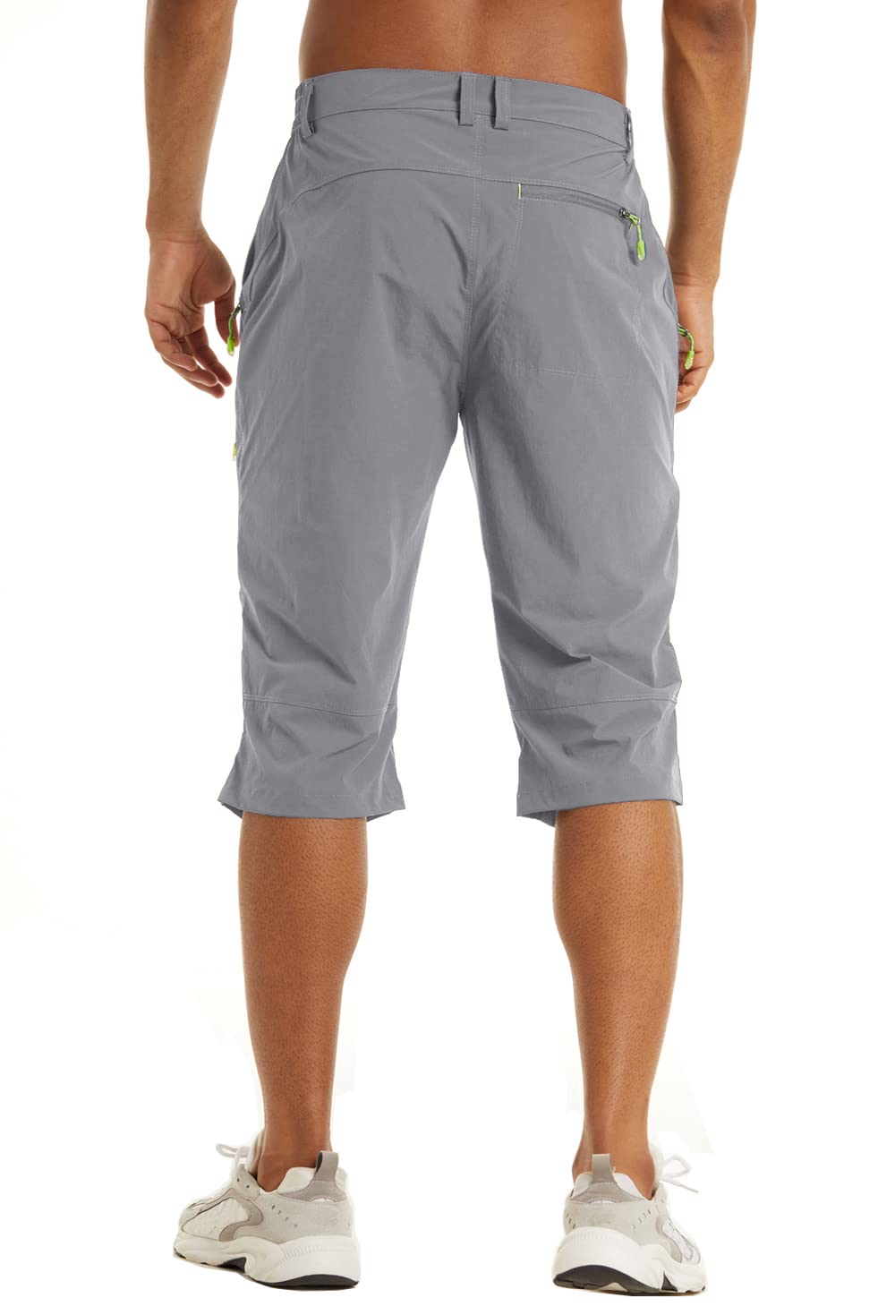 KEFITEVD Short sous Le Genou pour Homme Short de Randonnée 3/4 à Séchage Rapide Capri Mince d'été avec 4 Poches Zippées