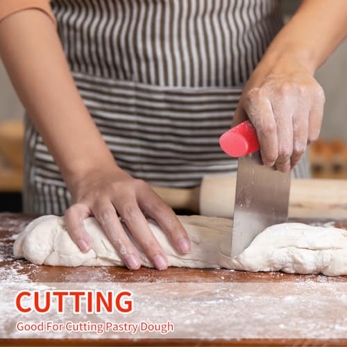 ALLTOP Pastry Blender & Bench Scraper Set - Premium Kitchen Baking Essential Tools for Cake and Bread Making - Stainless Steel Dough Scraper&Butter Cutter for Homemade Delights - Red - Thumbnail 5