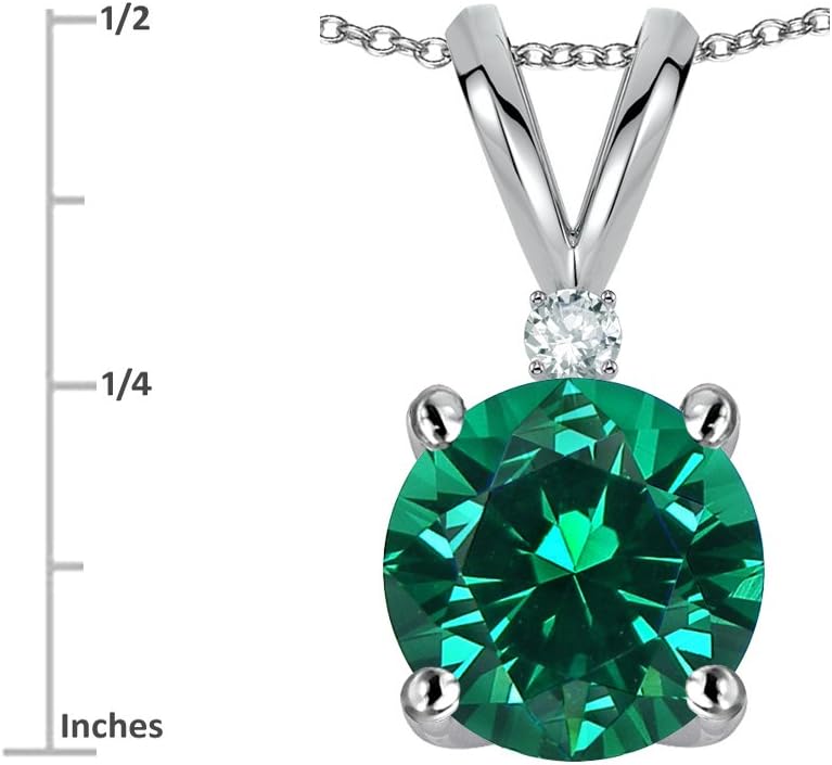 Star K Classic Round 7mm One Stone Simulated Emerald Pendant Necklace 10 kt Rose Gold