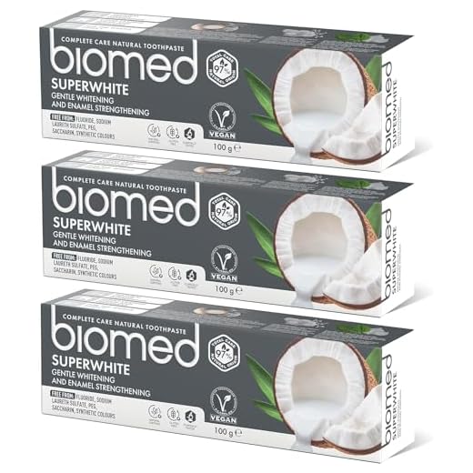 Pasta de dientes blanqueadora 97 % natural Biomed Superwhite | Fortalecedora de esmalte | Sabor a coco, apto para veganos, sin SLES 3x100 g (Pack de 3)