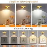 Lightsjoy 3 Pack Picture Lights for Wall Rechargeable Battery Spot Light 3 Color Temperature Dimmable LED Wall Lights Wireless Remote Control Stair Lights Timer Magnetic Art Painting Light Gold - Image 2