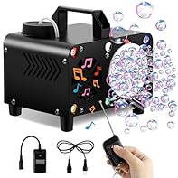 【Works with Any Bubble Solution】Our upgraded bubble machine is powerful and efficient, producing 200,000+ colorful bubbles per minute! Equipped with 6 vibrant LED lights, Bluetooth connectivity for on-demand music, 1 high-speed fan, and an ultra-stro...