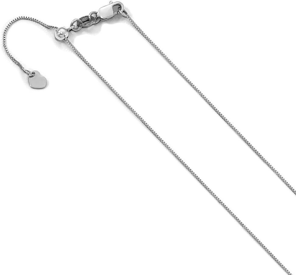 Leslie's Real 10kt White Gold Adjustable .7MM Baby Box Chain; 22 inch; Lobster Clasp