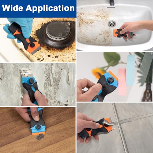 Aisoso Razor Scraper Tool 2 Pack, Razor Blade Scraper Tool with 20pcs Plastic Blades and 20pcs Metal Scraper Blades, Paint Scraper for Glass, Decals, Wallpaper, Stickers - Thumbnail 7