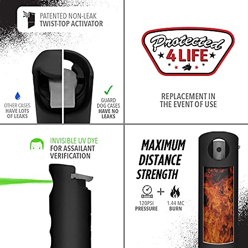 Guard Dog Pepper Spray With Window Breaker | 3-In-1 Car Safety Tool | Self Defense Keychain | Maximum Strength | 16 Feet Distance Defense (Black) #TOP2
