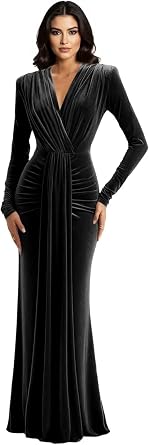Velvet Bridesmaid Dresses Long Sleeve Formal Dress with Tie Mermaid Prom Gown 2025 Ruched Elegant Evening Party Dress