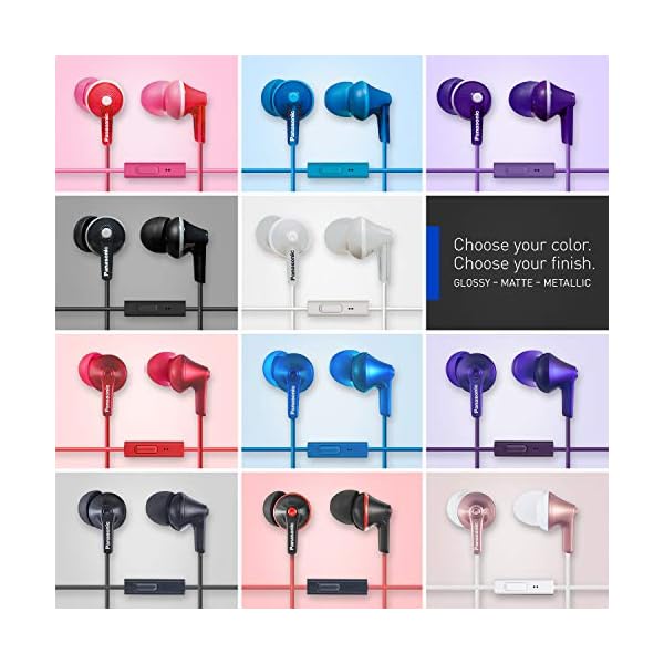 Panasonic ErgoFit Wired Earbuds, In-Ear Headphones with Microphone and Call Controller, Ergonomic Custom-Fit Earpieces…