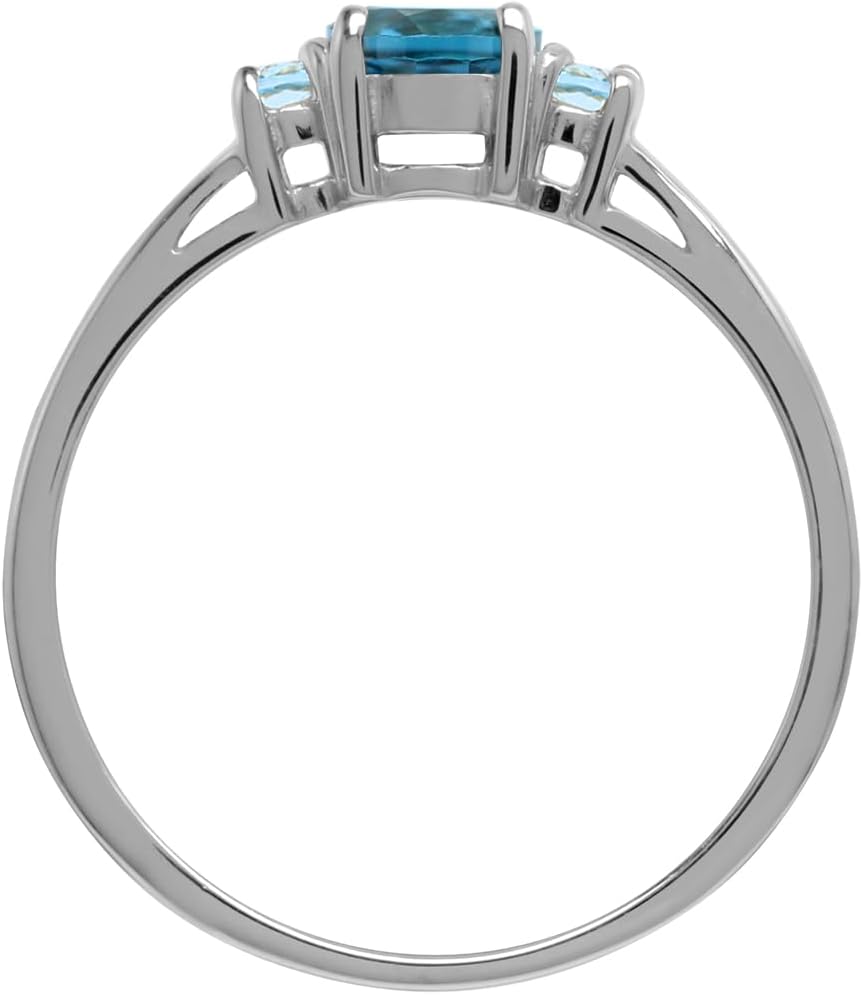 Silvershake Petite Design Round Shape Gemstone Birthstone White Gold Plated or Yellow Gold Plated 925 Sterling Silver Solitaire Promise or Engagement Ring Jewelry for Women - Image 4