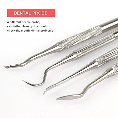 Dental Tools 6 Pack, MOTYYA Teeth Cleaning Tools Professional Dental Hygiene Kit Stainless Steel Dental Picks Oral Care set to Remover Tartar, tooth scraper,Mouth Mirror for home use (6 Tools) - Thumbnail 4