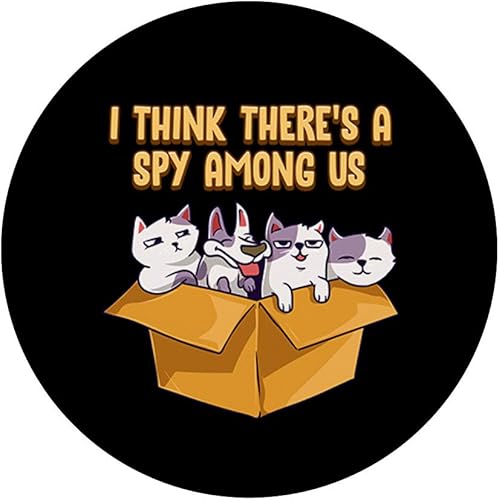 Miniatura 3 de Bonito y divertido soporte para teléfonos y tabletas con texto "I think There's A Spy Among Us Puppy Cats", Negro