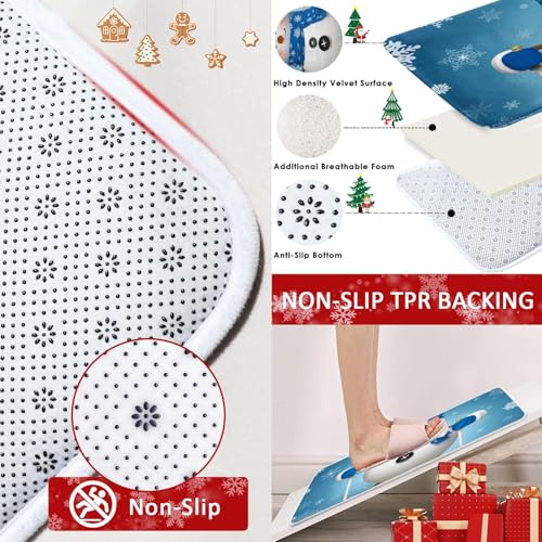 Juego de baño azul para evitar salpicaduras con cortina de ducha de Navidad 4