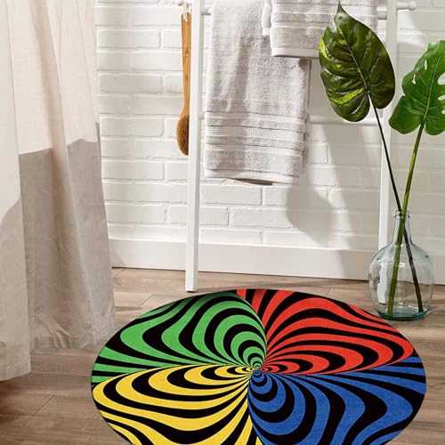 Tapis moderne rond effet 3D grand format antidérapant et lavable - 3