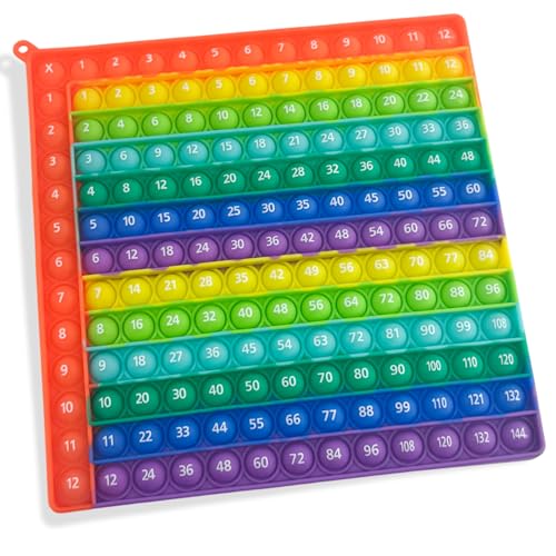 Times Table 12x12 Multiplication Pop Fidget Toy Rainbow Educational Math Sensory Tool Stress Relief Poppet for Kids Ages 5-7+ for Classroom Homeschool and Home Learning Aid