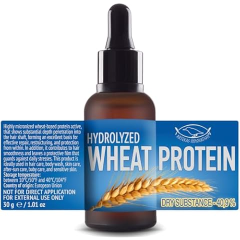 Artekas Innovation - HYDROLYZED Wheat Protein - Liquid - Double Concentration - Cosmetic Grade - for Homemade Skin, Hair and Nail Products - 1 Oz Cover