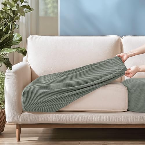 Image of CHUN YI Stretch Loveseat Couch Cushion Cover Suitable for 2 Settee, Sofa Seat Slipcover with Spandex Jacquard Fabric(Medium,Dove Grey)