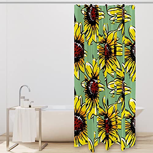 Rideau de douche tournesol vert imperméable et résistant pour enfants - 3