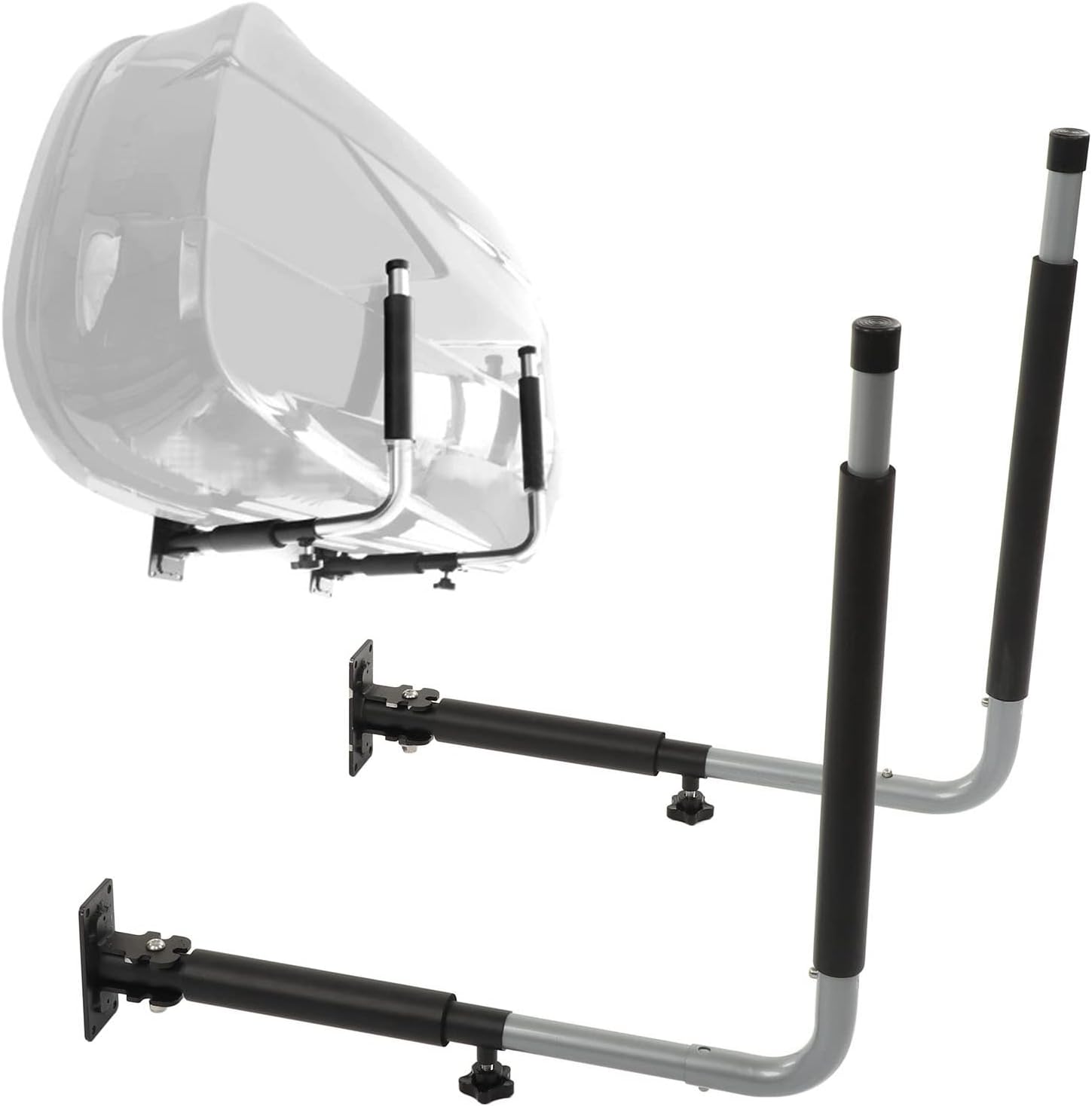 Heavy Duty Kayak Storage Rack, Wall Mount Extendable Length Surfboards Bike Hanger, Aluminum Alloy EVA Foam Protection, Space Saving Rotatable Design for Indoor Outdoor Use