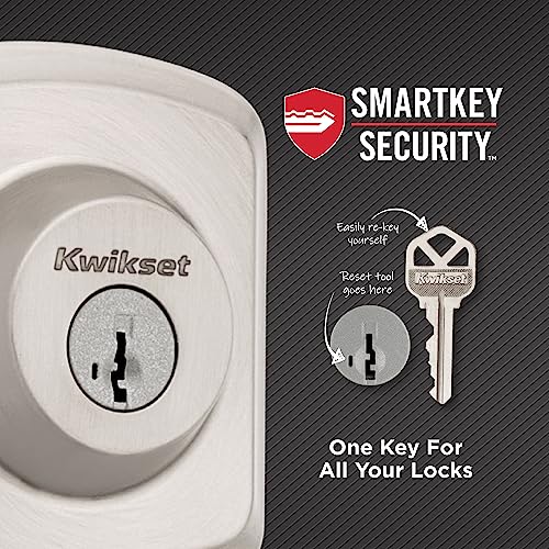 Image of Kwikset Henley Front Door Lock Handle and Deadbolt Set, Entry Handleset Exterior with Interior Reversible Lever, Satin Nickel, Pick Resistant SmartKey Rekey Deadbolt Security, with Microban Protection