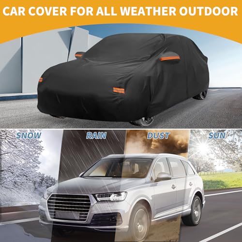 Image of Car Cover Waterproof All Weather Sun Rain Protection Full Exterior Cover for Tesla Model 3 Black with Left Side Zippers