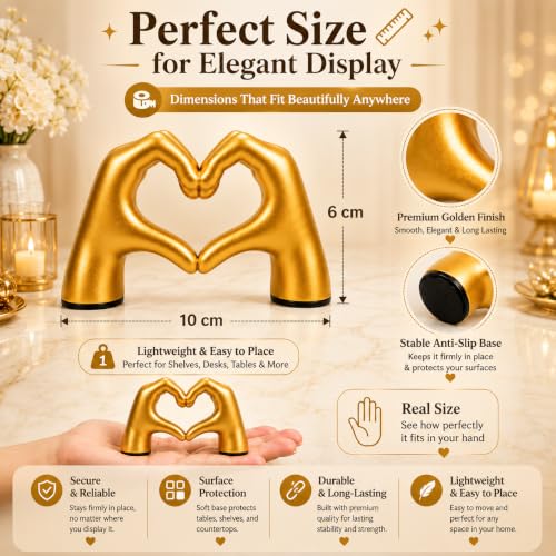Image of PulGos Golden Hand Heart Statue | Aesthetic Gift | Home & Office Decor