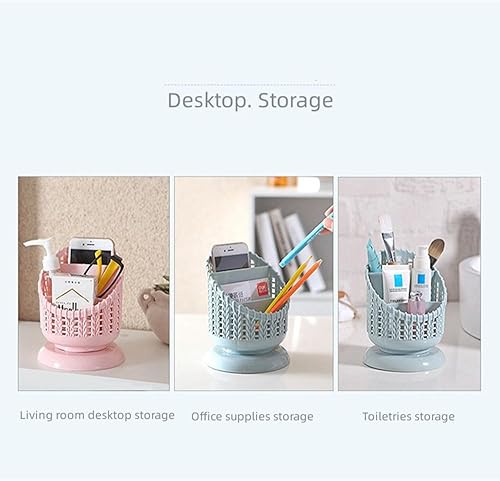 Miniatura 4 de REVGOZU Portalápices y portalápices grande Caja de almacenamiento de plástico Partición grande ahuecado Soporte para bolígrafo de ratán de imitación