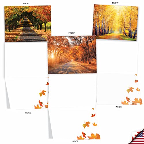 Image of The Best Card Company - 10 Beautiful Note Cards Blank (4 x 5.12 Inch) - Fall and Autumn Season, Boxed Notecard Assortment - Fall Foliage M4971OCB-B1x10