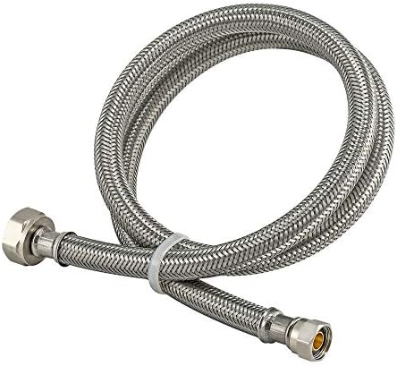 Eastman 1/2 Inch FIP x 3/8 Inch Compression Flexible Faucet Connector, Braided Stainless Steel Supply Hose Line, 60 Inch Length, 48302