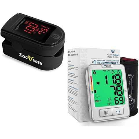 Zacurate Pro Series 500DL Fingertip Pulse Oximeter and Vaunn Blood Pressure Monitor Machine Bundle Cover