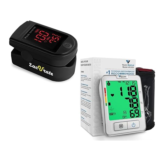 Zacurate Pro Series 500DL Fingertip Pulse Oximeter and Vaunn Blood Pressure Monitor Machine Bundle