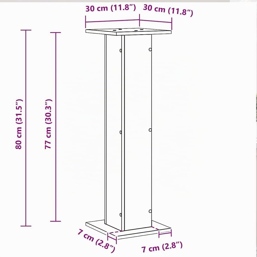vidaXL Supporti per Altoparlanti 2 PCS Rovere Nero 30 x 30 x 80 cm, Accessori per Altoparlanti, Supporto Audio Moderno, Mobile per Suono, opzioni per Setup Audiophile Contemporaneo