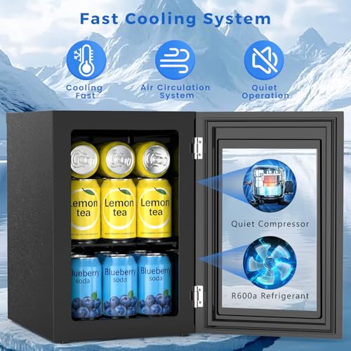 Image of COWSAR Commercial Beverage Refrigerator 24-Can Mini Fridge, Countertop Wine Cooler Small Adjustable Digital Thermostat, LED Light, Freestanding Countertop Drink Refrigerator for Home, Bar & Office
